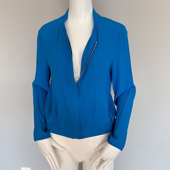 $280 NWT Mariella Rosati Made In Italy Blue Zip Up Top Blouse Long Sleeve 40IT - Picture 7 of 17